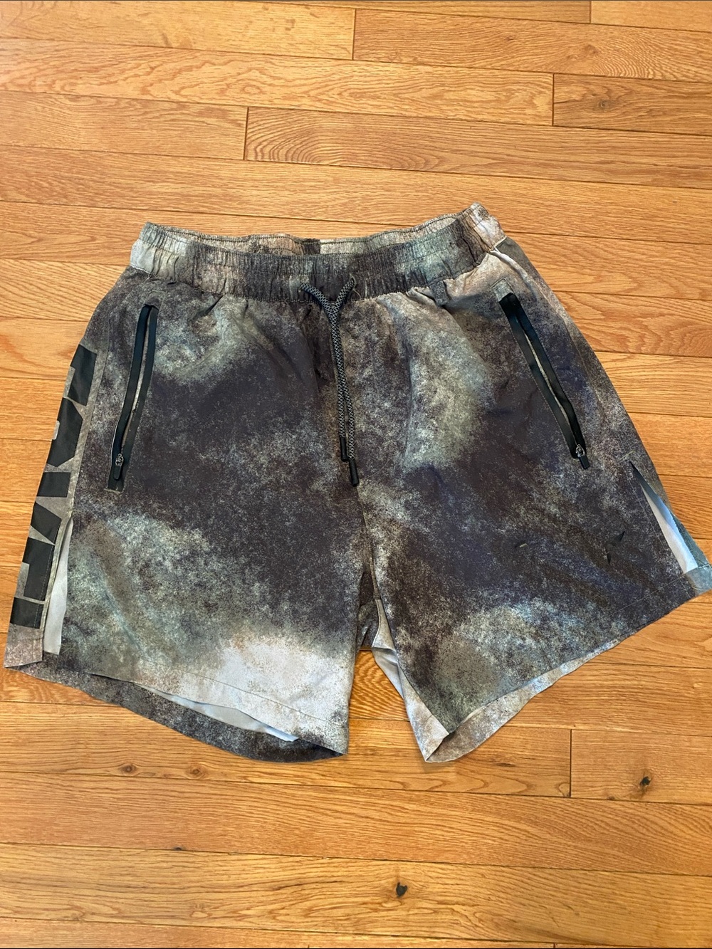 flag nor fail Men's Athletic Drawstring Shorts - Black & Gray Tie-Dye